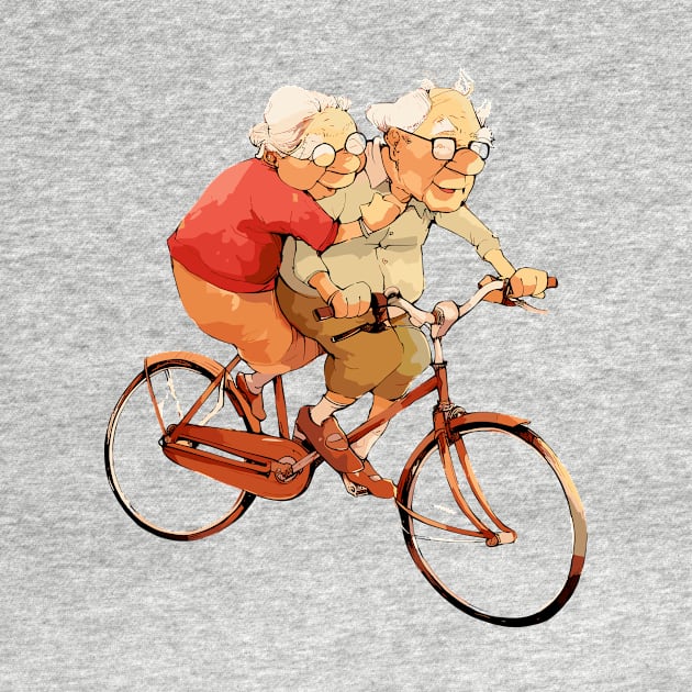 Old Couple Bicycling by erzebeth